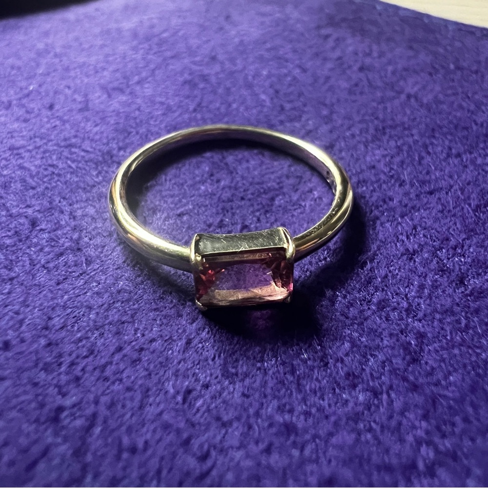 Stone and Strand Octagon Cut Pink Tourmaline Ring